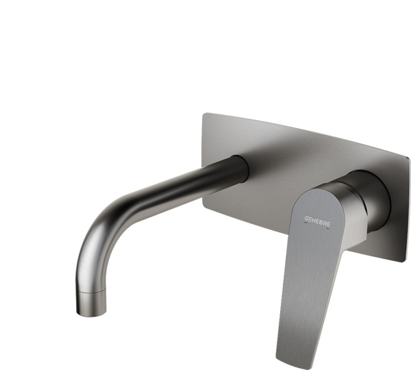 Mésclador monocomandament encastat per a lavabo amb sortidor de 16 cm Acer raspallat Kloe